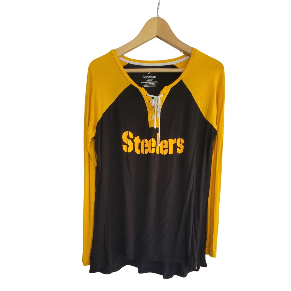 Fanatics Black and Yellow Steelers Lace-Up Shirt